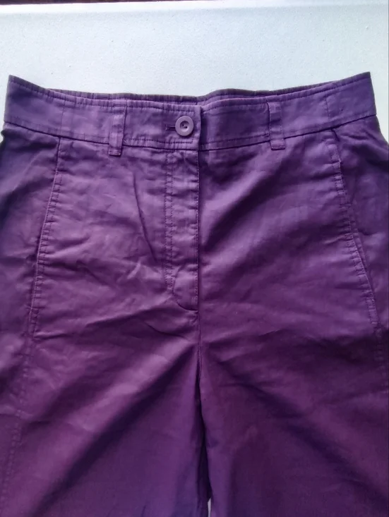 COS Plum Purple High-Rise Wide Leg Linen Trousers Size 10 - Picture 8 of 15
